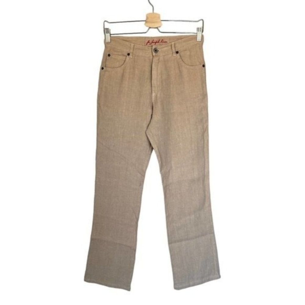 For Joseph Linen Tan 100% Linen Straight Leg Pants Size 26